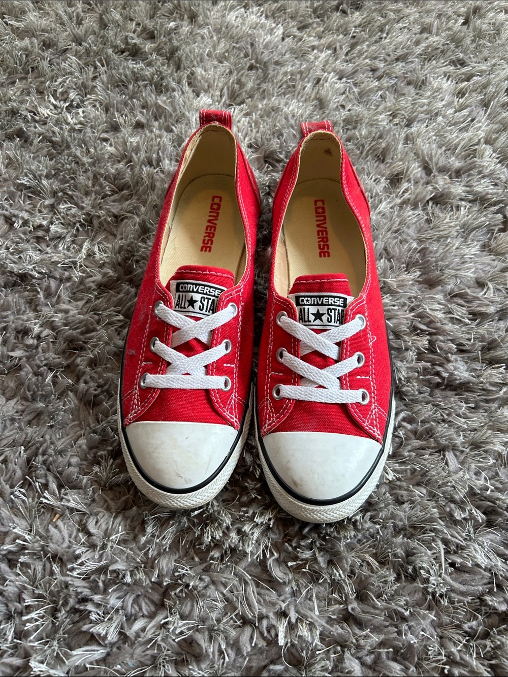 Converse Red Canvas Low-Top Sneakers with White Laces